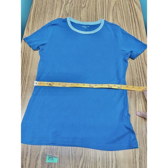 Lands' End XS X small Women's Cotton Crewneck T-Shirt Turquoise Blue Collar - Picture 3 of 7